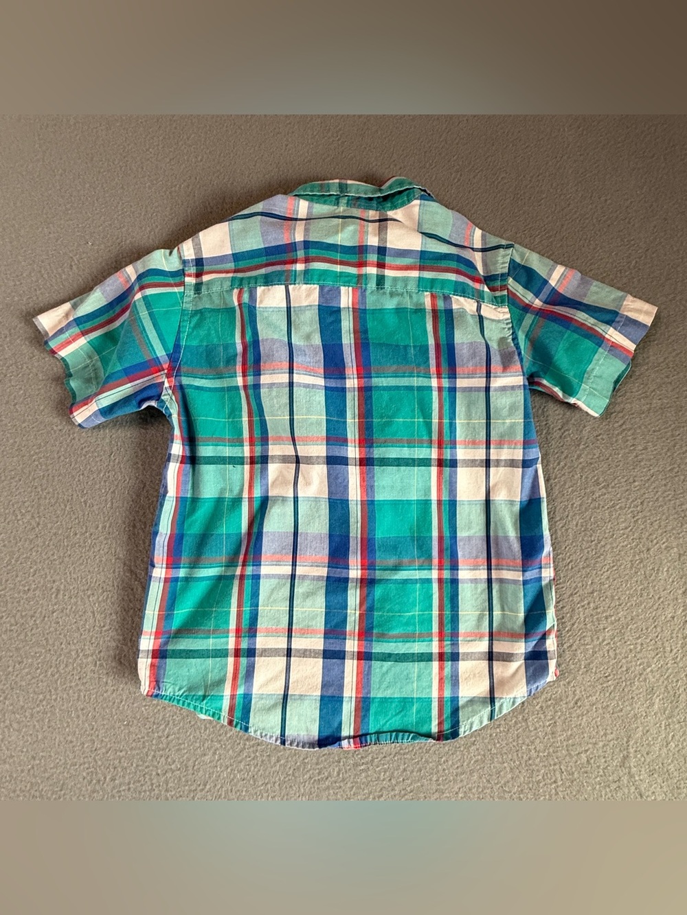 Wrangler Short-Sleeve Plaid Button-Down Shirt - Teal, Blue, White - Picture 2 of 4